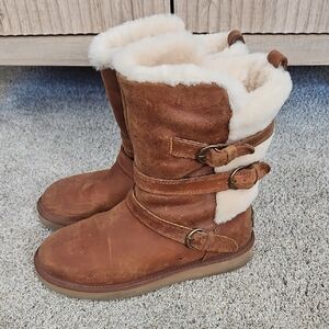UGG Tan Shearling-Lined Winter Boots